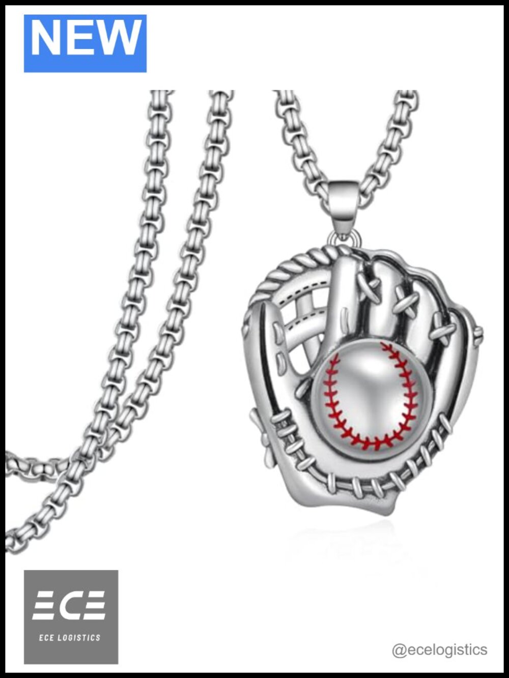 Baseball Necklace for Men Sterling Silver Glove Baseball Pendant Sports Gift